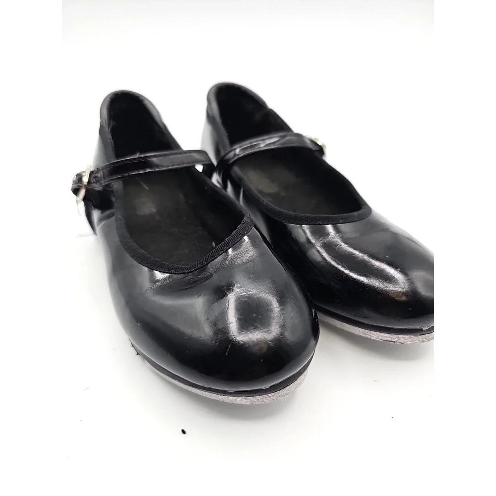 Balera Style 870 Black Patent Tap Shoes Child Size 13.OC Mary Jane Dance